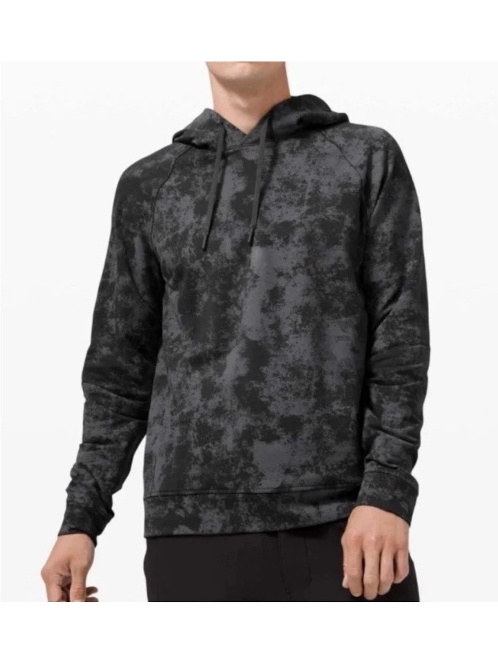 Lululemon Mens S City Sweat Grey Camo Washed Fleece Hoodie Drawstring